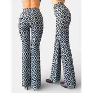 Zara 70's Retro High Waist Bell Bottom Pants Floral Print Multicolor Size Small